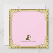 金ゴールドグリッターシューズピンクと金ゴールドベビーシャワー 招待状 (裏面)