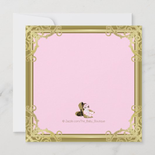 金ゴールドグリッターシューズピンクと金ゴールドベビーシャワー 招待状 (裏面)