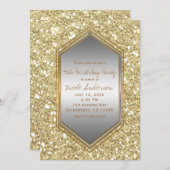 金ゴールドグリッターシルバーグラムバースデーパーティエディイベント 招待状 (正面/裏面)