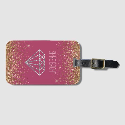 金ゴールドグリッターシルバーダイヤモンドシャインブライト ラゲッジタグ (正面横)