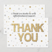 金ゴールドグリッターシルバーフォイルプリント紙吹雪ありがとう サンキューカード (正面/裏面)
