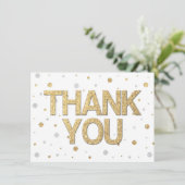 金ゴールドグリッターシルバーフォイルプリント紙吹雪ありがとう サンキューカード (スタンド正面)