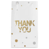金ゴールドグリッターシルバーフォイルプリント紙吹雪ありがとう スモールペーパーバッグ (正面)