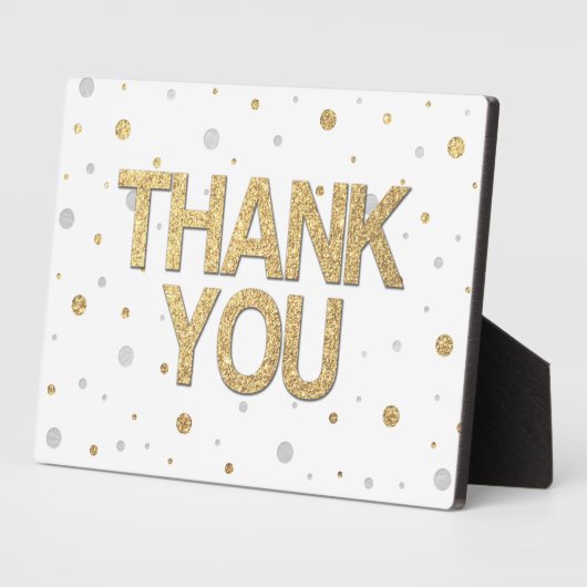 金ゴールドグリッターシルバーフォイルプリント紙吹雪ありがとう フォトプラーク (側面)