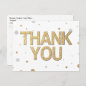 金ゴールドグリッターシルバーフォイルプリント紙吹雪ありがとう ポストカード (正面/裏面)
