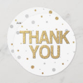 金ゴールドグリッターシルバーフォイルプリント紙吹雪ありがとう 招待状 (正面/裏面)