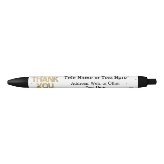 金ゴールドグリッターシルバーフォイルプリント紙吹雪ありがとう 黒ボールペン (正面)
