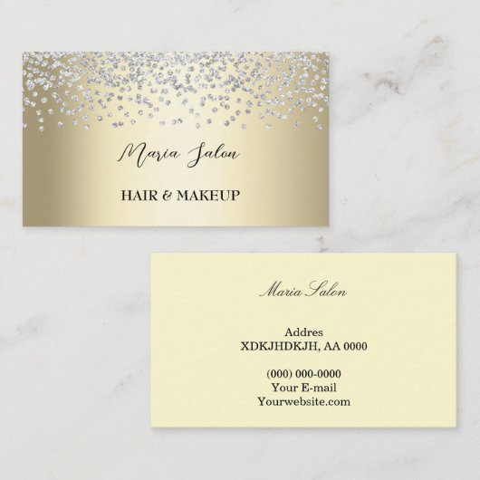 金ゴールドグリッターシルブ水彩名刺 名刺 (正面/裏面)