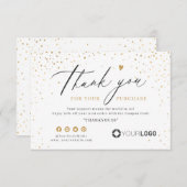 金ゴールドグリッターシンプルスクリプトビジネスロゴ サンキューカード (正面/裏面)