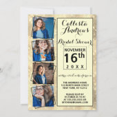 金ゴールドグリッターシークインズコーナーフォトブライダルシャワー 招待状 (裏面)