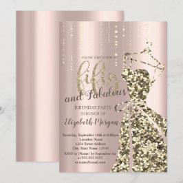 金ゴールドグリッターシークンズドレス50thバースデーパーティーインヴィ 招待状