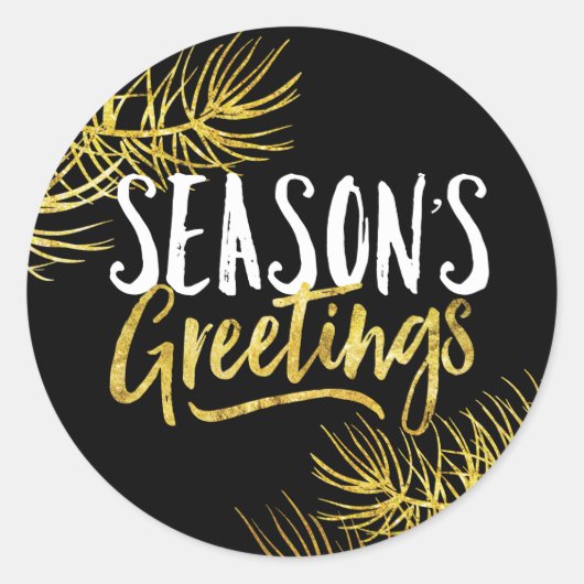 金ゴールドグリッターシーズングリーティングシール ラウンドシール (正面)