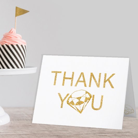 金ゴールドグリッタージェム誕生日サンキューカードfor Girls サンキューカード