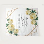 金ゴールドグリッタージオイエローフローラ写真の背景マーク タペストリー (正面(横))