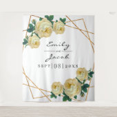 金ゴールドグリッタージオイエローフローラ写真の背景マーク タペストリー (正面)