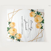 金ゴールドグリッタージオオレンジフローラ写真の背景の記号 タペストリー (正面(横))