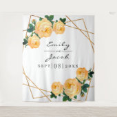 金ゴールドグリッタージオオレンジフローラ写真の背景の記号 タペストリー (正面)