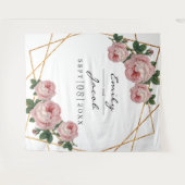 金ゴールドグリッタージオピンクフローラ写真の背景の記号 タペストリー (正面(横))