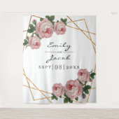 金ゴールドグリッタージオピンクフローラ写真の背景の記号 タペストリー (正面)