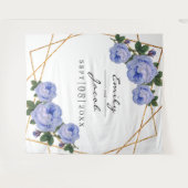 金ゴールドグリッタージオブルーフローラ写真の背景の記号 タペストリー (正面(横))