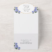 金ゴールドグリッタージオブルーフローラ結婚の詳細RSVP オールインワン招待状 (外側)