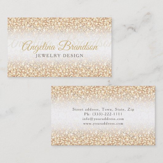 金ゴールドグリッタージュエリーデザイナーシマリングカード 名刺 (正面/裏面)