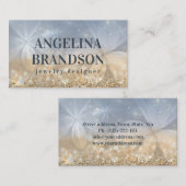 金ゴールドグリッタージュエリーデザイナー神秘的フラワーカード 名刺 (正面/裏面)