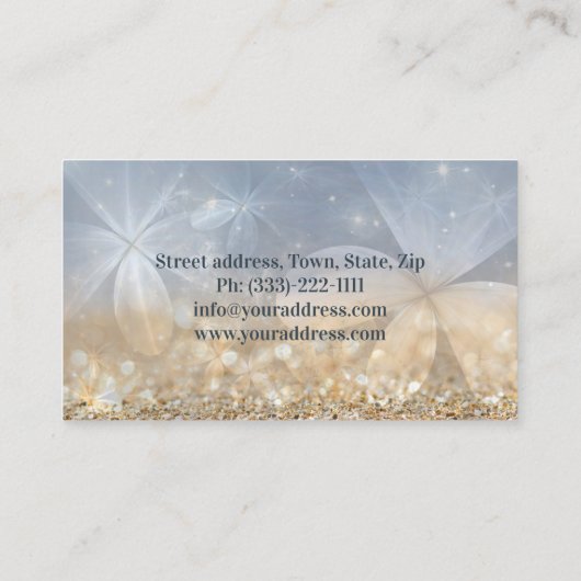 金ゴールドグリッタージュエリーデザイナー神秘的フラワーカード 名刺 (裏面)