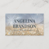 金ゴールドグリッタージュエリーデザイナー神秘的フラワーカード 名刺 (正面)