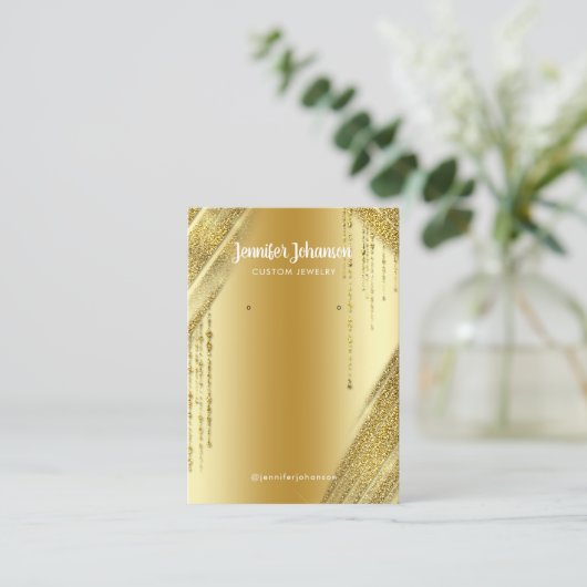 金ゴールドグリッタージュエリーホルダーイヤリングユニーク箔 名刺 (スタンド正面)