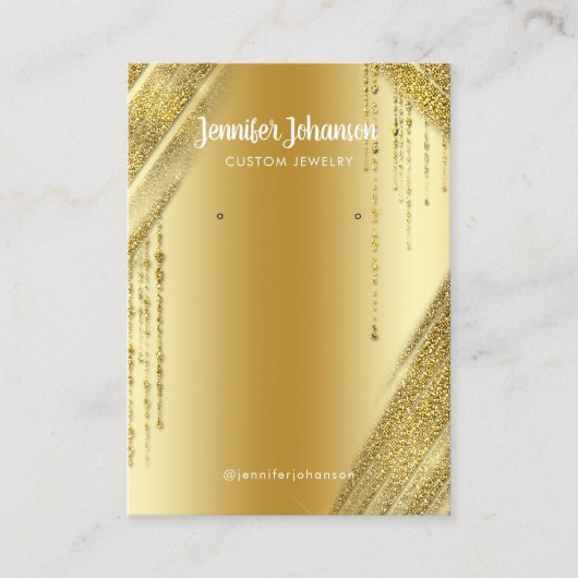 金ゴールドグリッタージュエリーホルダーイヤリングユニーク箔 名刺 (正面)
