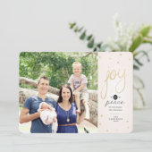 金ゴールドグリッタージョイフォトクリスマスカード シーズンカード (スタンド正面)