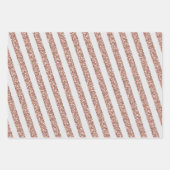 金ゴールドグリッタースウィート16パーソナライズされたストライプ ラッピングペーパーシート (正面3)