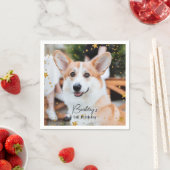 金ゴールドグリッタースカスタムターズ写真ペットドッグ誕生日 スタンダードカクテルナプキン (インサイチュ)