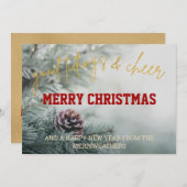 金ゴールドグリッタースクリプトクリスマスフォトグリーティングカード (正面/裏面)