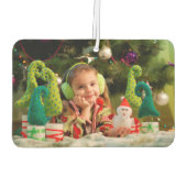 金ゴールドグリッタースクリプトフェスティバルクリスマスフォト カーエアーフレッシュナー (裏面)