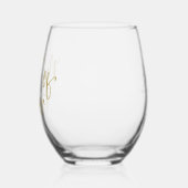 金ゴールドグリッタースクリプト名日付メイド・オブ・オーナー(花嫁付き添い人)プレゼント ステムなしワイングラス (左)