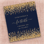 金ゴールドグリッタースクリプトNavy Blue応援40番目のパーティー ワインラベル