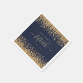 金ゴールドグリッタースクリプトNavy Blue Glam 50パーティー スタンダードカクテルナプキン (角)