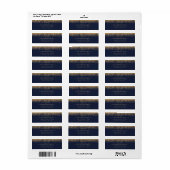 金ゴールドグリッタースクリプトNavy Blue Name差出人住所 ラベル (フルシート)