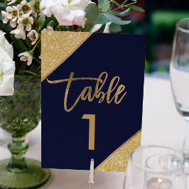 金ゴールドグリッタースクリプトnavy blue table number テーブルナンバー