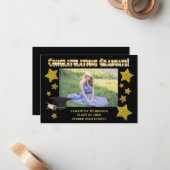 金ゴールドグリッタースターおめでとう大学院写真 ノートカード (正面/裏面インサイチュ)