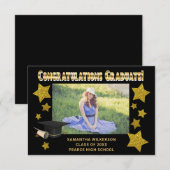 金ゴールドグリッタースターおめでとう大学院写真 ノートカード (正面/裏面)