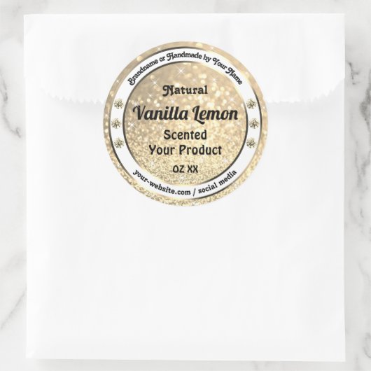 金ゴールドグリッタースターきらめくズ宝石の製品ラベル ラウンドシール (バッグ)