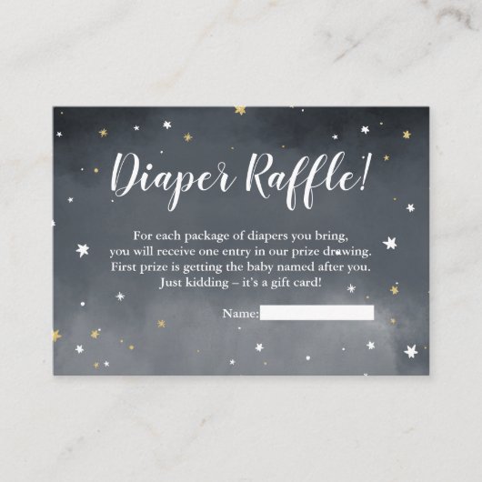 金ゴールドグリッタースターウォーターカラーシックおむつラッフル エンクロージャーカード (正面)