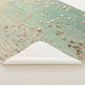 金ゴールドグリッタースターズオングリーンバーラップ シェルパブランケット (3/4)