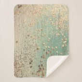 金ゴールドグリッタースターズオングリーンバーラップ シェルパブランケット (正面)