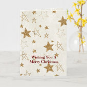 金ゴールドグリッタースターズクリスマス カード (黄色い花)