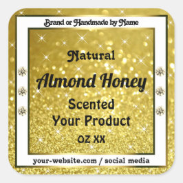 金ゴールドグリッタースターズスパークルダイヤモンド製品ラベル スクエアシール