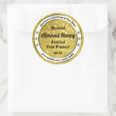 金ゴールドグリッタースターズスパークルダイヤモンド製品ラベル ラウンドシール (バッグ)